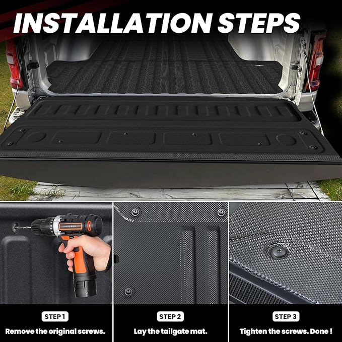 LASFIT Truck Tailgate Mat 2020-2025 for Chevrolet Chevy Silverado & GMC Sierra 2500HD/3500HD (Not fit MultiPro Tailgate), All Weather TPE Tailgate Protector Liner for Chevrolet Accessories, Black