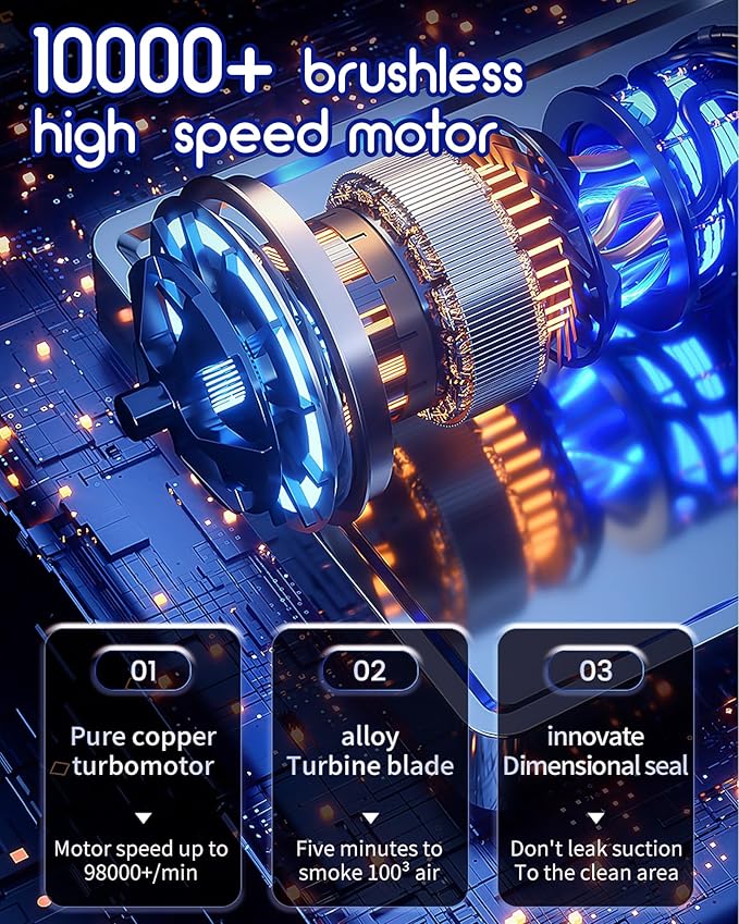 Car Vacuum, Aluminum Alloy V8 Handheld Vacuum Portable, Durable Cordless Vacuum with 16000PA Suction Power, Easy to Clean, Vaccum for Car, Office Desk, Keyboards