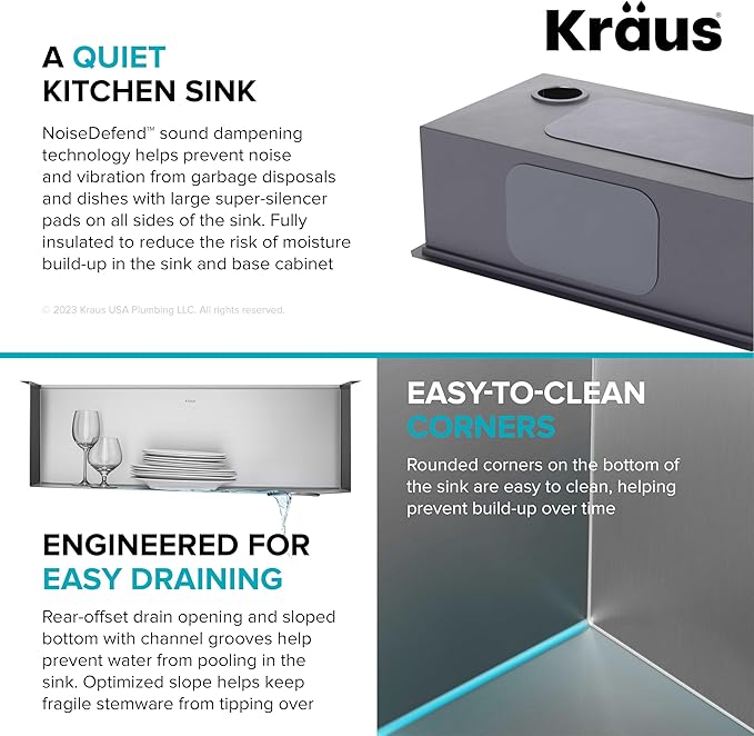 KRAUS Kore Workstation 30-inch Undermount 16 Gauge Stainless Steel Kitchen Sink, Single Bowl Kitchen Sink with Accessories, KWU110-30