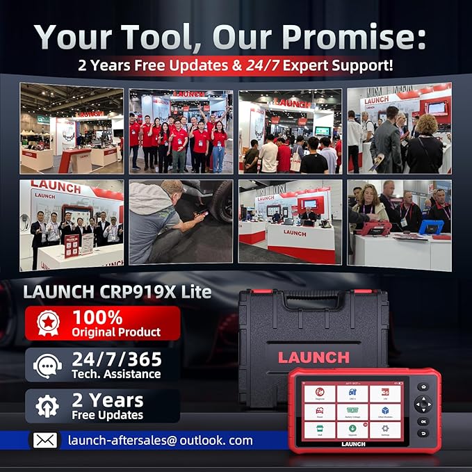 LAUNCH OBD2 Scanner CRP919X Lite, Active Tests & 32+ Reset Services Bidirectional Scan Tool, 2025 New with 2-Year Free Update, OE-Level Full System Scan Tool, ABS Bleeding, BMS/Oil Reset, Auto VIN