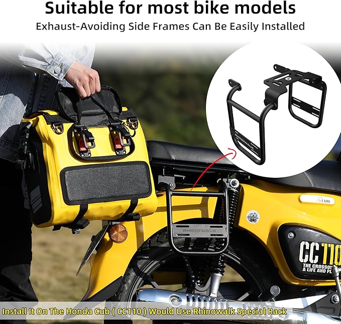 Rhinowalk Motorcycle Saddlebags, Waterproof Quick Release 15L Single Side Hanging Bag Motorcycle Accessories