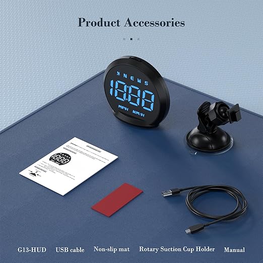 G13 GPS Speedometer, Universal Digital GPS Speedometer with Color Font, USB Connection, HUD Display Suitable for All Vehicles, Plug and Play.