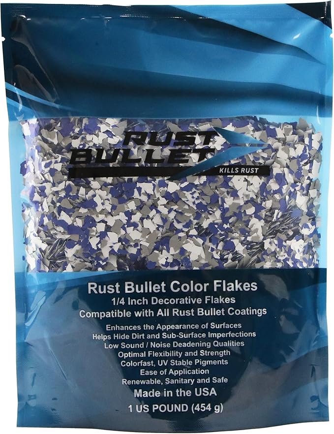 RUST BULLET Decorative Color Flakes - Midnight Blend - Customize Concrete Floors with 1 LB of Durable, UV-Resistant Vinyl Chips for Stunning, Long-Lasting Designs