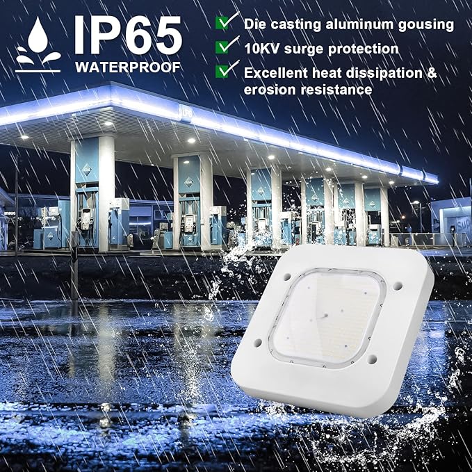 OSTEK LED Gas Station Canopy Light, 150W Carport Ceiling Light 5700K, Outdoor Rated (600W HID/HPS Equivalent), 90-277V IP65 DLC & UL Listed