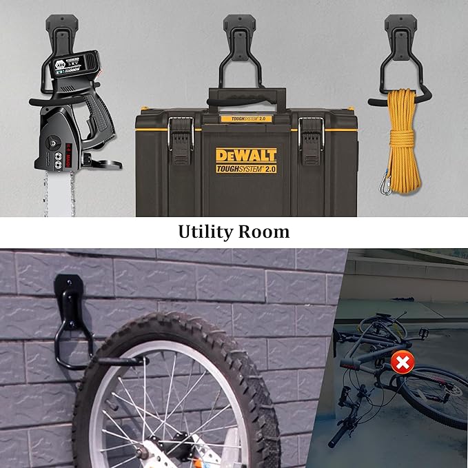 Bike Rack Wall Mount Garage Bike Hook Storage Hanger Space Saving Vertical Bike Rack Organization for Road/Mountain/Folding Bike, Holds Up to 77 Lbs