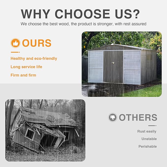 MyVoice 4x6 FT Wooden Outdoor Storage Shed with 4 Vents & 2 Adjustable Windows, DIY Cedar Tool Shed Kit, Garden Bike Firewood Storage, Waterproof Backyard Outdoor Shed for Patio, Lawn, Yard & Garage