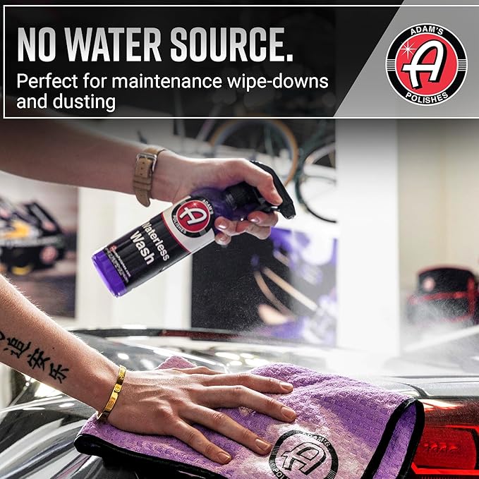 Adam's Polishes Waterless Car Wash Kit - Car Cleaning Supplies for Car Detailing | Safe Ultra Slick Lubricating Formula for Car, Boat, Motorcycle, RV | No Garden Hose, Wash Soap or Foam Cannon Needed
