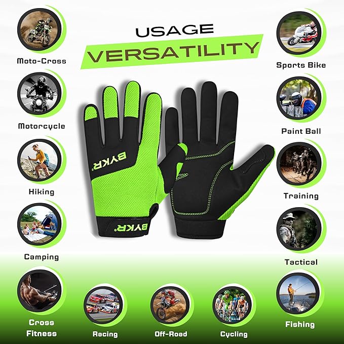BYKR All-Weather Motorcycle Gloves for Men & Women – Protection for Dirt Bike, BMX, MX, and ATV Riding