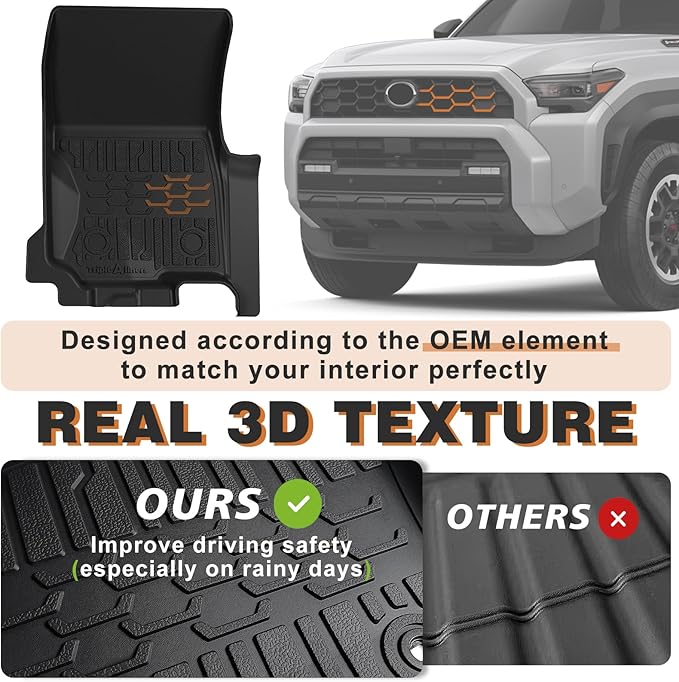 TripleAliners Floor Mats & Trunk Mat & Rear Seatback Cover All Weather TPE Liners Fit for Toyota 2025 4Runner Accessories Custom Fit TPE Heavy-Duty (Only for 5 Seats) - Not for Hybrid Model