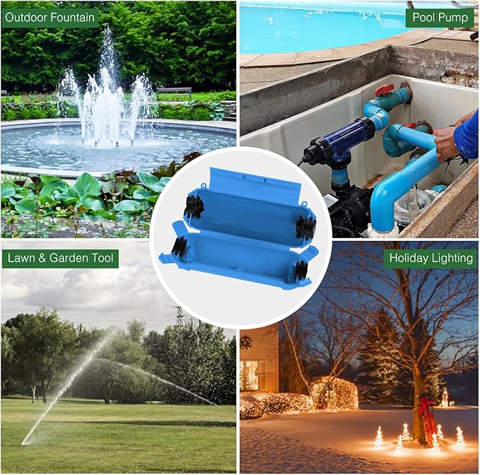 Flemoon [3 Pack] Outdoor Extension Cord Cover, IP44 Waterproof Box and Safety Housing Case, Ideal to Protect Outdoor Plugs, Electrical Connections, Holiday Decoration Lights, Size Small, Blue