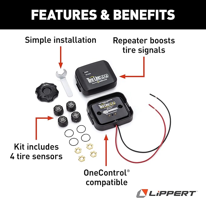 Furrion Vision S 3-Camera Wireless RV Backup System with 7-Inch Monitor, 1 Rear Sharkfin, 2 Side Running Light Cameras, Infrared Night Vision, Wide-Angle View, Hi-Res, IP65 Waterproof - FOS07TAEN | Lippert Components - 2020106863 Tire LINC Tire Pressur...