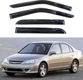 KPY Window Visor Compatible with Honda Civic Sedan 2001-2005, 4PC Rain Guard Side Window Vent Deflectors Tape-On Mugen Style, 2001 2002 2003 2004 2005