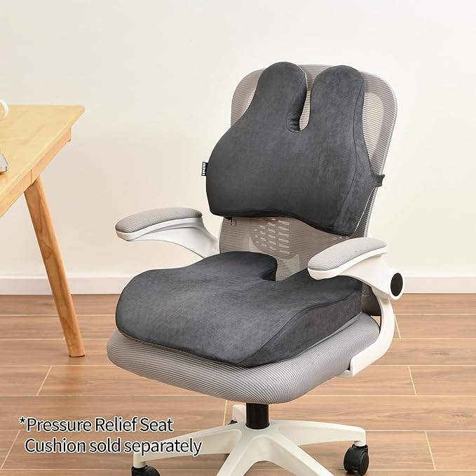 Lumbar Support Pillow for Office Chair and Car Seat - Gel Memory Foam Back Cushion Improve Sitting Posture & Back Pain Relief, Lumbar Support Cushion with Adjustable Strap & Non-Slip