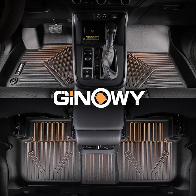 GINOWY-Floor Mats for Honda Ridgeline 2017-2023 2024 2025, TPE All Weather Protection Car Mats Custom Fit Ridgeline 2024 Floor Liners Anti-Slip Waterproof Automotive Accessories Black