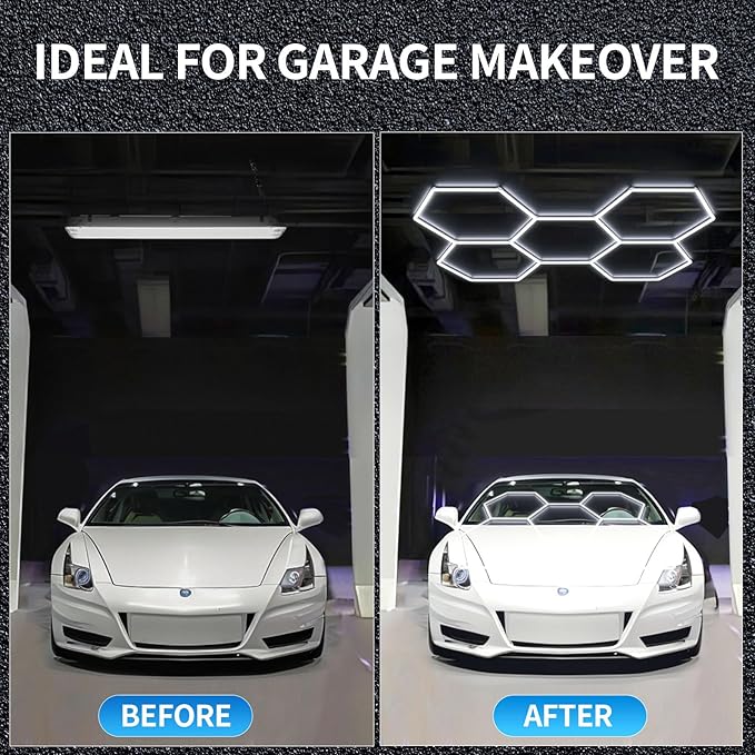 tewei LED Hexagon Garage Light, 25 Pack Super Bright Hex Ceiling LED Shop Lights 6500K Daylight White for Garage, 220W 22000LM for Workshop, Warehouse, Gym, Basement
