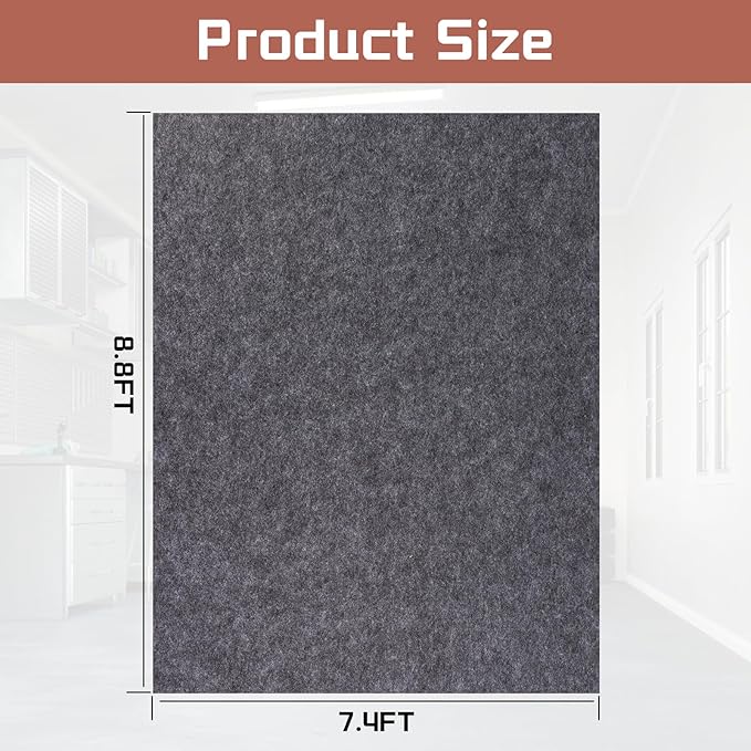 Garage Mats Oversize Garage Floor Paking Mats for Under Car, 7.4 x 8.4 Ft Non-Slip Gray Garage Flooring Carpets, Absorbent Oil Garage Parking Mat, Waterproof Mats