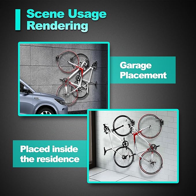 Swivel Bike Wall Mount- 4 Pack Garage Wall Mount Hangers, Space-Saving Swivel Design for Bikes, load capacity up to 66 lbs for garage or indoor storage and organization