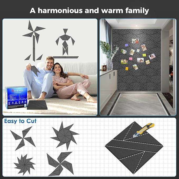 【20 Pack】 Acoustic Panels Self-Adhesive (0.4" Thick | 0.8lb/ft³ Medium Density) - 12x12 Soundproof Foam Tiles for Home Office/Wall Sound Absorption, Noise Reduction Panels Studio Use - Gray