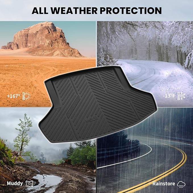 LASFIT Trunk Mat for Honda Civic Sedan 2022-2026 & Civic Sedan Hybrid 2025-2026, All Weather TPE Custom Fit Trunk Liner Trunk Tray Cargo Mat Cargo Liner Cargo Tray (Not for Hatchback/Type-R)