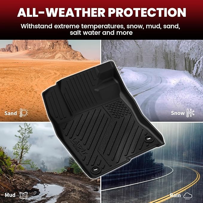 LASFIT Floor Mats & Trunk Mat for 11th Gen Honda Civic 2026 2025 2024 2023 2022 Sedan (Fits Rear Seats with or Without USB Ports), All Weather TPE Car Floor Liners,1st & 2nd Row & Trunk Liner