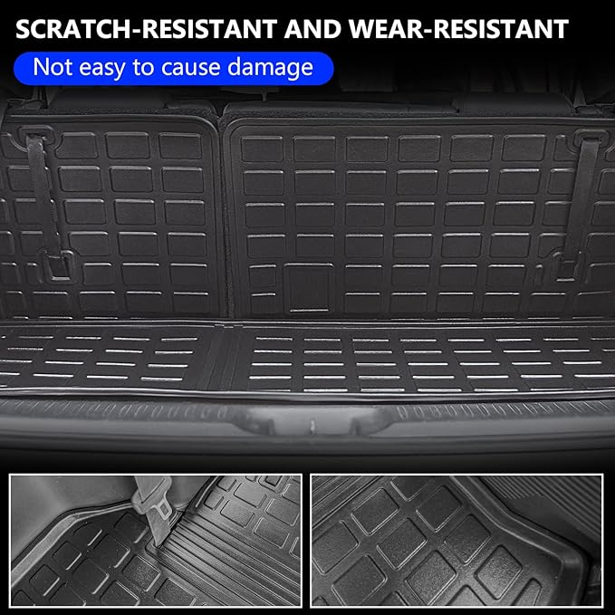 powoq Cargo Mat Compatible with 2014-2019 Toyota Highlander Trunk Mat Backrest Trunk Liner TPE Cargo Liner Replacement for 2014-2019 Toyota Highlander Accessories