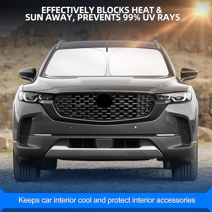 Windshield Sun Shade for Mazda CX-50 2023-2025 2026 Foldable CX50 Sunshade Custom Fit Front Window Car Interior Accessories Protector Blocks UV Rays