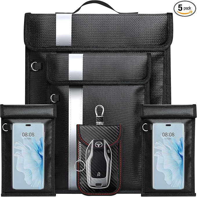 Faraday Bags,Anti-Tracking Faraday Bag For Phones&Laptops & Tablets & Car Keys,Fireproof & Waterproof EMP Bag,Faraday Cage With Handle