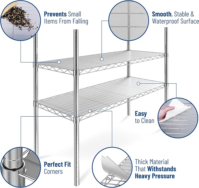 Shelf Liners for Wire Shelf System: Set of 5 in Graphite: 14 x 30 inch: Plastic Wire Shelving Shelf Mats