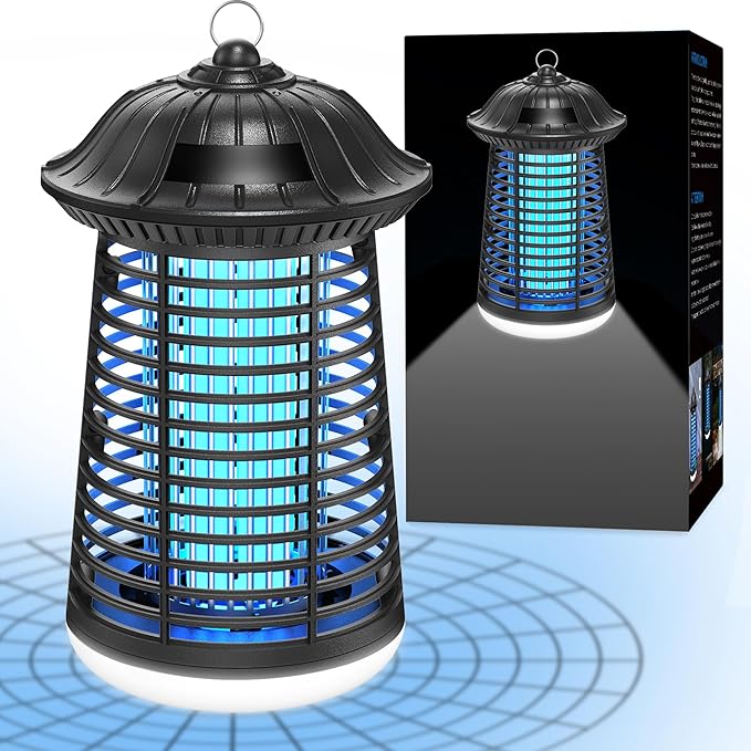 Bug Zapper Outdoor Indoor, 4200V Electric Mosquito Zapper Outdoor with LED Light, Electric Fly Zapper, Fly Traps, ABS Plastic, Plug in Mosquito Killer for Patio, Yard, Garden, Home