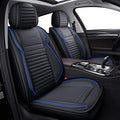 LINGVIDO Car Seat Covers, Breathable and Waterproof Faux Leather Automotive Seat Covers for Cars SUV Truck Sedan,Universal Anti-Slip Seat Cover with Backrest (Full Set, Black-Blueline)