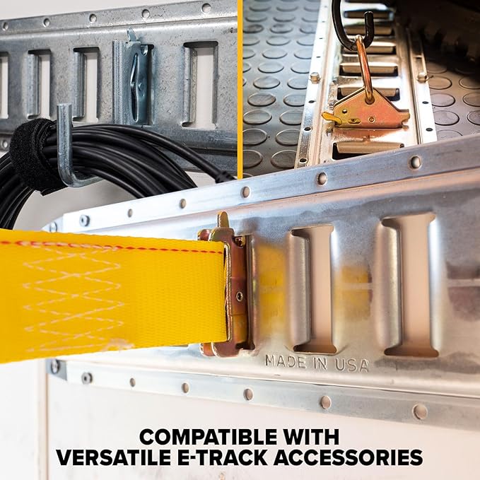 US Cargo Control Horizontal E Track, 5 Foot Length Cargo E Track, Galvanized Finish, 12 Gauge Steel, Easily Secure Cargo in an Enclosed Van Trailer, 10 Pack
