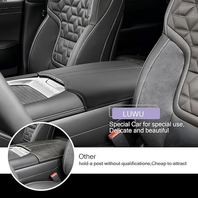 LUWU Center Console Cover Compatible with 2025 Nissan Armada Accessories 2025 Armada SV/SL/Platinum Armrest Cover Armrest Console Cover (Thin Black)