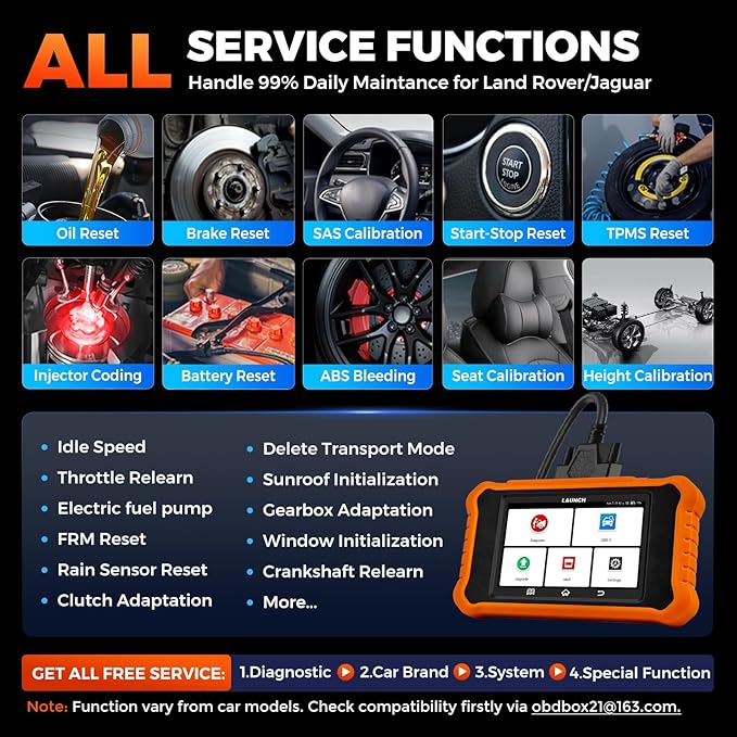 LAUNCH Creader Elite V2.0 for Land Rover Jaguar OBD2 Scanner, Bi-Directional Full Systems Diagnostic Scan Tool, All Reset Services, Active Test, Battery Reset, Height Calibration, Lifetime Free Update