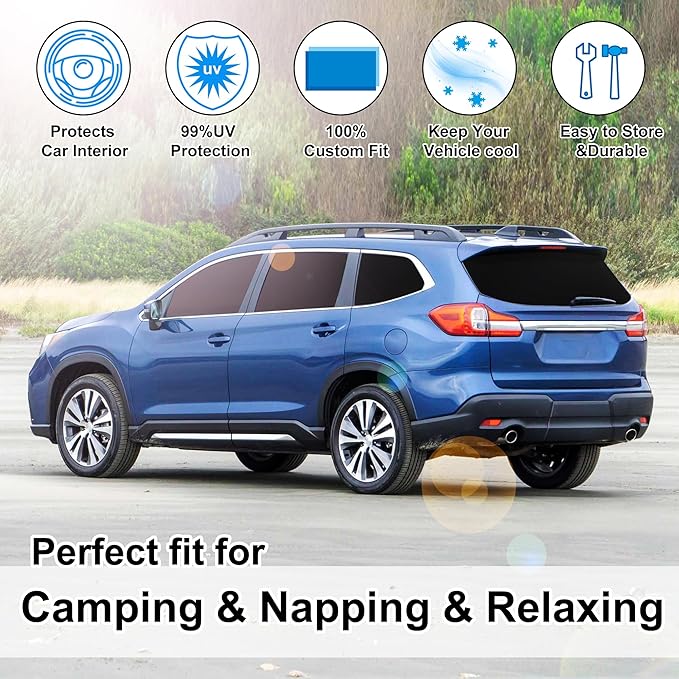 TINGLU Window Shades for Subaru Ascent 2019-2024 2025 Accessories Car Side Full Windows Rear Triangular Windshield Sun Shade Sun UV Rays & Privacy Protection for Camping,Napping,and Relaxing 8PCS