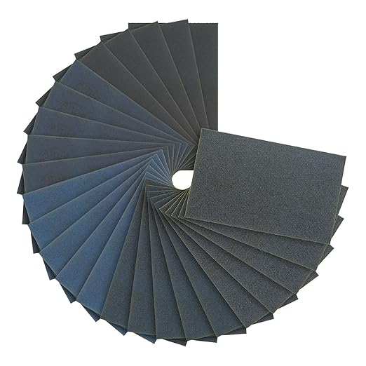 Dura-Gold Premium 5-1/2" x 9" Wet or Dry Sandpaper Sheets - 150, 220, 320, 400, 600 Grit Variety (5 Each, 25 Total) - Sanding Automotive, Woodworking Furniture, Metal Finishing, Hand Sand Block Sander