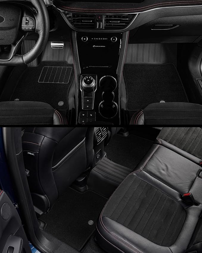 3W Floor Mats & Cargo Liner – Full Set (1st, 2nd & 3rd Row with Carpet) for Jeep Grand Cherokee L 2021-2025(Only for 6 Seat), Custom Fit TPE, All-Weather Waterproof,Black
