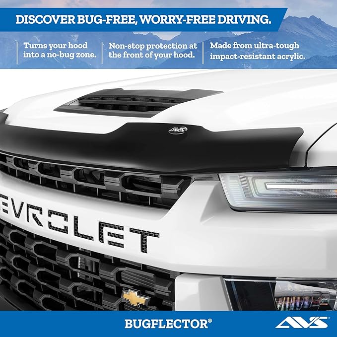 Auto Ventshade [AVS] Bugflector Hood Shield/Protector | Fits 2016-2023 Toyota Tacoma | High Profile Bug Deflector - 1 pc., Dark Smoke | 23681