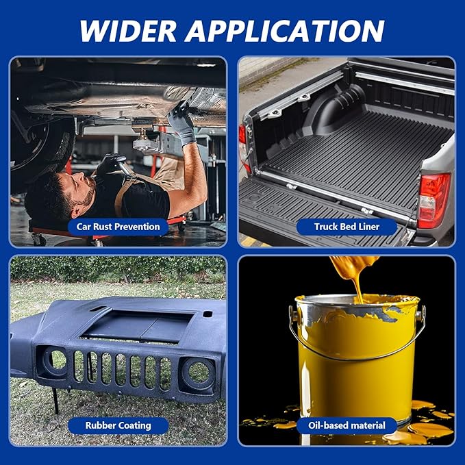 Undercoating Spray Gun Kit, Undercoating Gun for Vehicles, Truck Bed Liner Coating, Rubberized Undercoat, Car Rust Proofing Bedliner Under Coating Gun with Suction Feed Cup & Straight Spray Hose