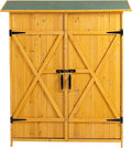 56" L x 19.5" W x 64" H Outdoor Wooden Storage Shed with Lockable Door, Waterproof Roof,Detachable Shelves for Garden Tools,Natural Wood