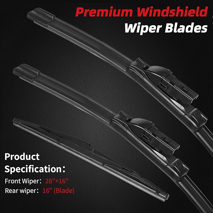 OTUAYAUTO Premium Windshield Wiper Blades - Replacement for Toyota Prius 2016-2023 - Precision Fit, All-Weather Performance, Front and Rear Wiper Blades, Top Lock - 28"+16"+16" (Pack of 3)