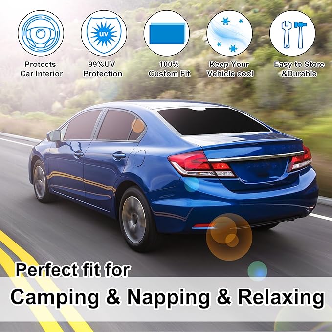 TINGLU Window Shades for Honda Civic 2012 2013 2014 2015 Accessories Car Side Full Windows Windshield Sun Shade Sun UV Rays & Privacy Protection for Camping,Napping,and Relaxing 6PCS