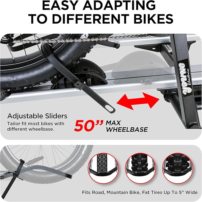 Aluminum Hitch Mounted Bike Carrier 200 LBS Capacity for Standard Bikes and Ebikes, Fit Cars SUV Truck Trailer and RV