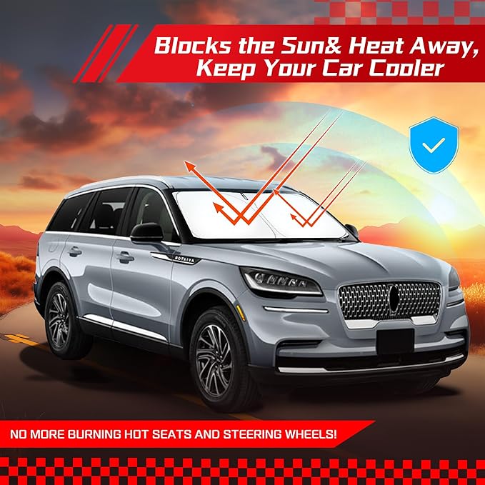 ARISMOTOR Windshield Sun Shade for Lincoln Aviator 2020-2025, Custom Fit Foldable Front Window Sunshade Sun Visor Protector, Block UV Rays Keep Your Car Cooler