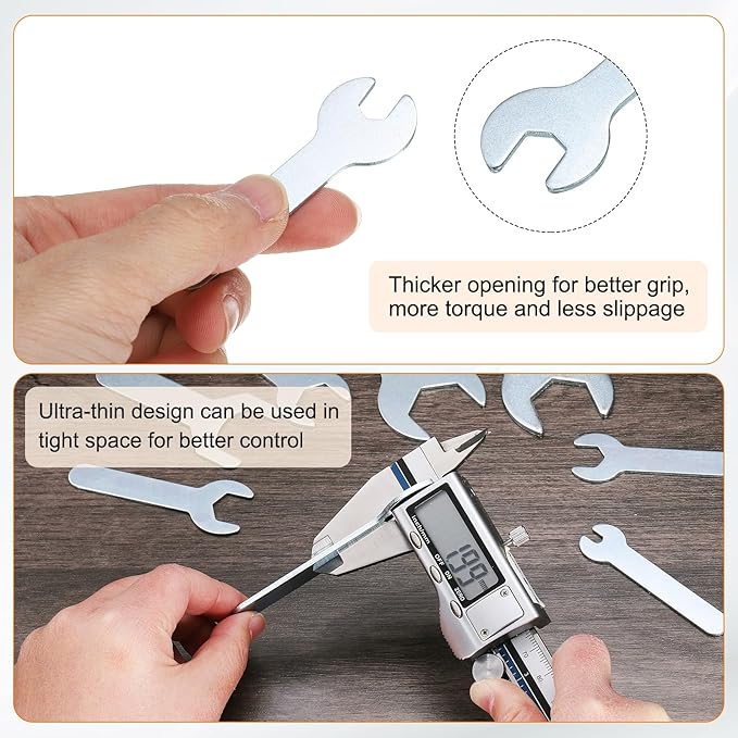 HARFINGTON 10pcs Small Wrench Open End Wrench 8x70x1.8mm Metric U-Shaped Single Open Ended Spanner Super Thin Small Flat Head Galvanizing Wrench for Automotive Repair Furniture Assembly
