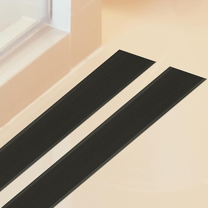 Rubber Bond 4x36in Anti Slip Stair Treads (5-Pack) - Waterproof Outdoor/Indoor Heavy Duty Non-Skid Tape for Stairs - Adhesive Rubber Grip Strips for Steps & Ramps - Black
