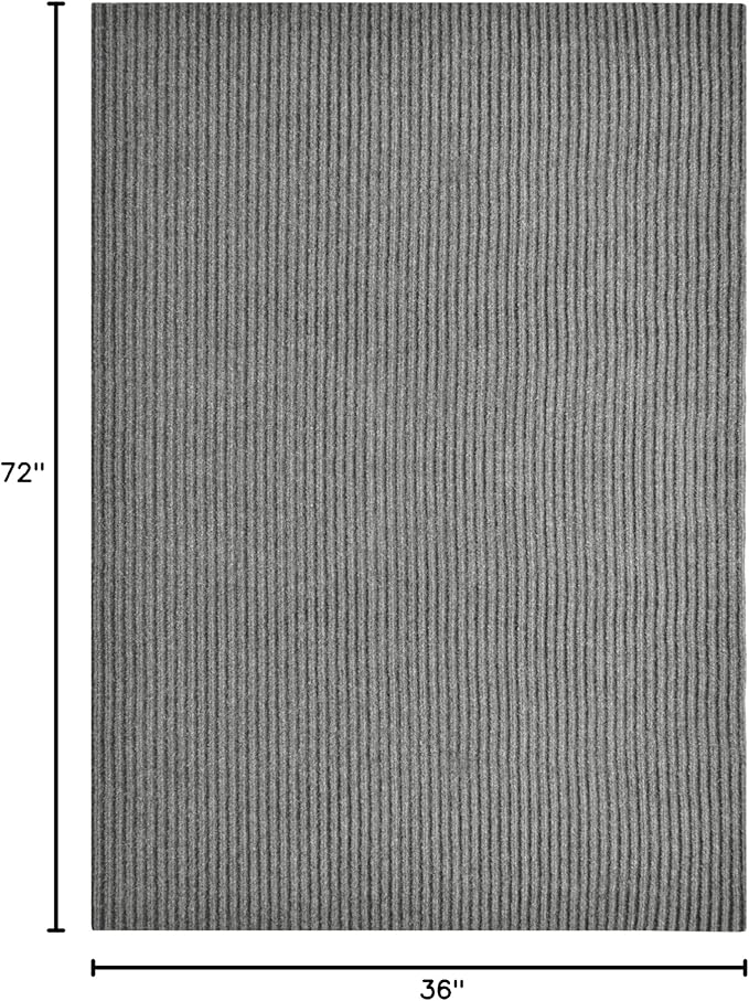 iCustomRug Spartan Weather Warrior Indoor/Outdoor Utility Ribbed Carpet Runner with Non-Slip Thermoplastic Rubber Backing, 3ft X 6ft in Grey