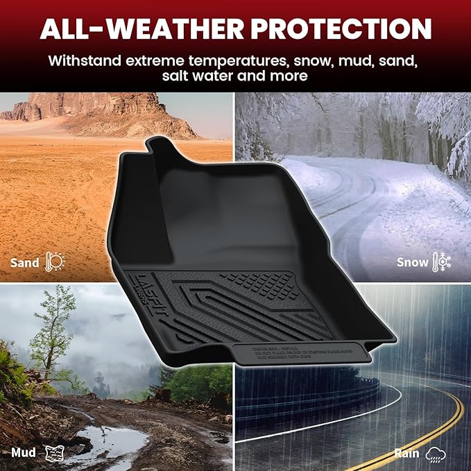 LASFIT Floor Mats Custom Fit for Toyota Corolla Cross 2022-2025（Fit Hybrid Not Fit Gasoline）, All-Weather Protection TPE 1st & 2nd Row Car Liners for Toyota Accsessories, Easy to Clean, Black
