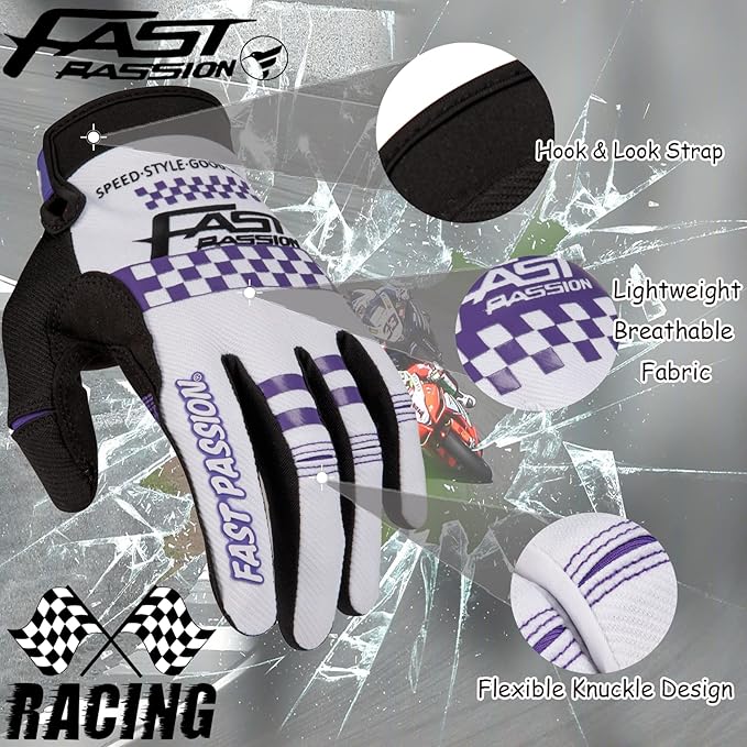 Motorcycle Gloves for Men/Women - Dirt Bike & Motocross Gloves with Anti-Slip ATV BMX MX MTB Riding Cycling Features