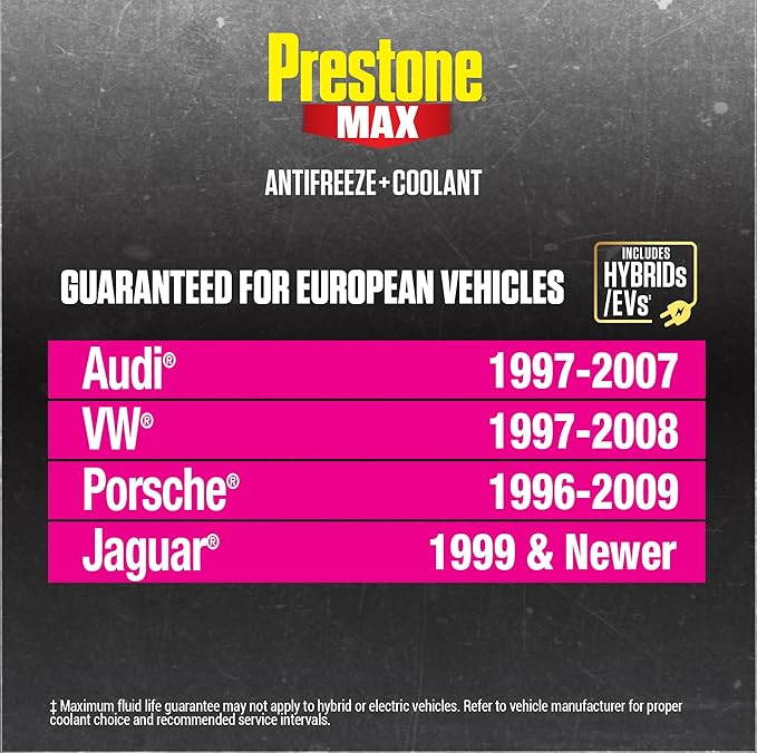 Prestone MAX Euro Pink 50/50 Antifreeze Automotive Coolant, Pack of One