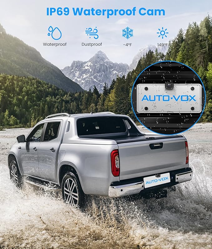 Wireless Backup Camera for Trucks: 5 Inch HD Monitor, Easy Install Stable Digital Signal Back Up Camera System, Dual Channel Color Night Vision Rear View Camera for Car Pickup SUV Van - AUTO-VOX W7Pro